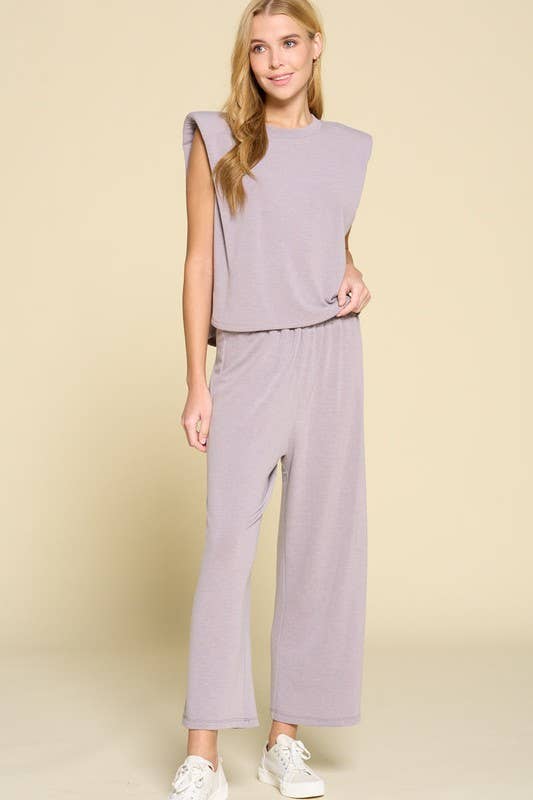 Emerald Collection - Wholesale Lounge Set - Women's - ETK-8338-PL Plus Size Shoulder Pad Top and Pants Lounge Set7