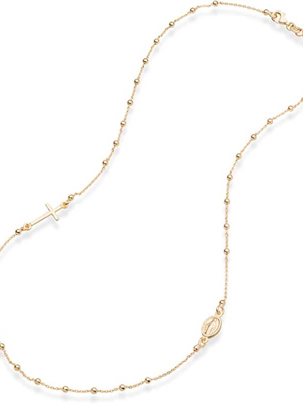 Collana con croce con rosario italiano in oro 18 carati per la vendita all'ingrosso da parte di MRKD for Life
