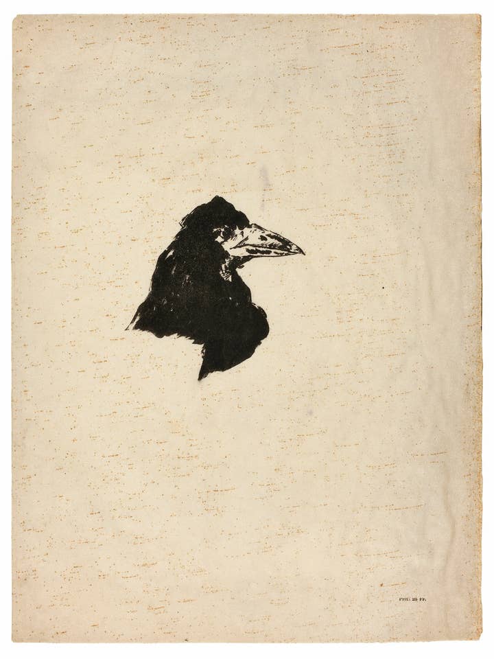 Head of a Raven in Profile, from The Raven (Le Corbeau by Edouard Manet, 1875 - Postcard for wholesale by Flashback Shop