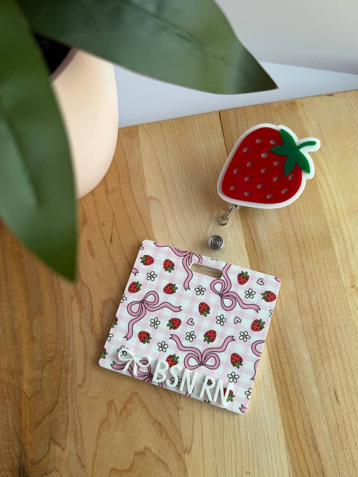Strawberries, Bows, and Daisies Badge Reel and Backer Bundle for wholesale by DesignedbyKendal