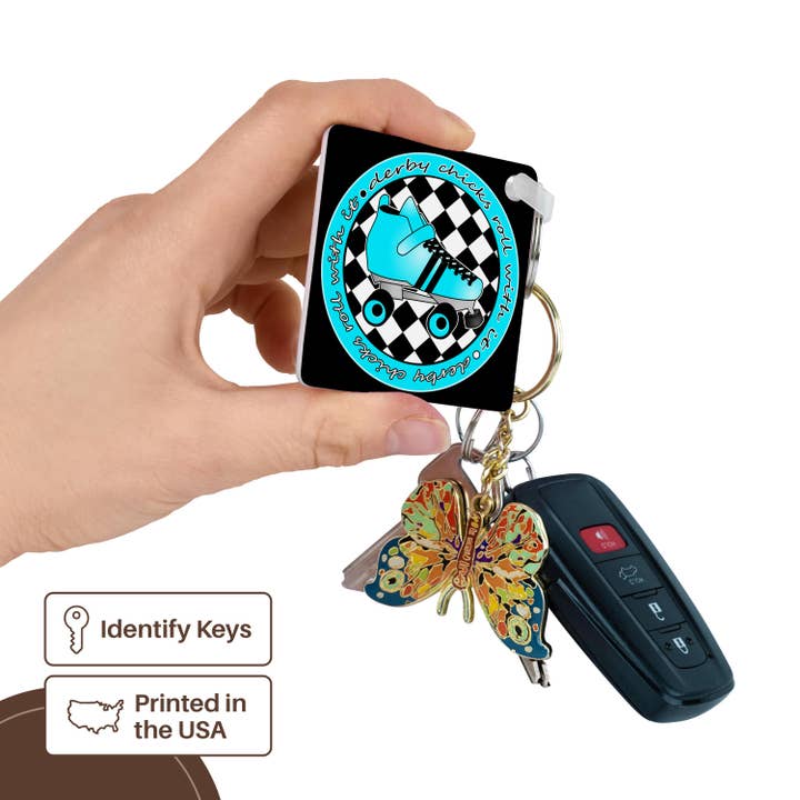 3dRose - Wholesale Keychain – Unisex - 3dRose, Derby Chicks Roll With It Aqua Blue Roller Skate and White, Key Chain2