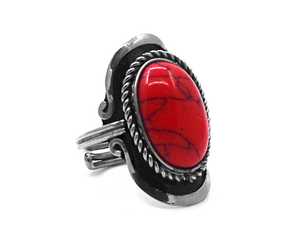 Pichincha - Wholesale Cocktail/Statement Ring - Semi Precious Stone Assorted Shape Adjustable Metal Ring7
