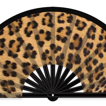 Fantastico Fans - Wholesale Handheld Folding Fan - Leopard print XL Fan