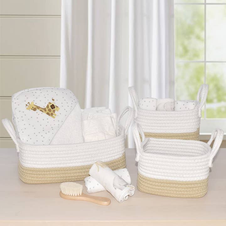 Living Textiles - Wholesale Storage Bin - Cotton Rope 3pc Storage Set - Natural/White2
