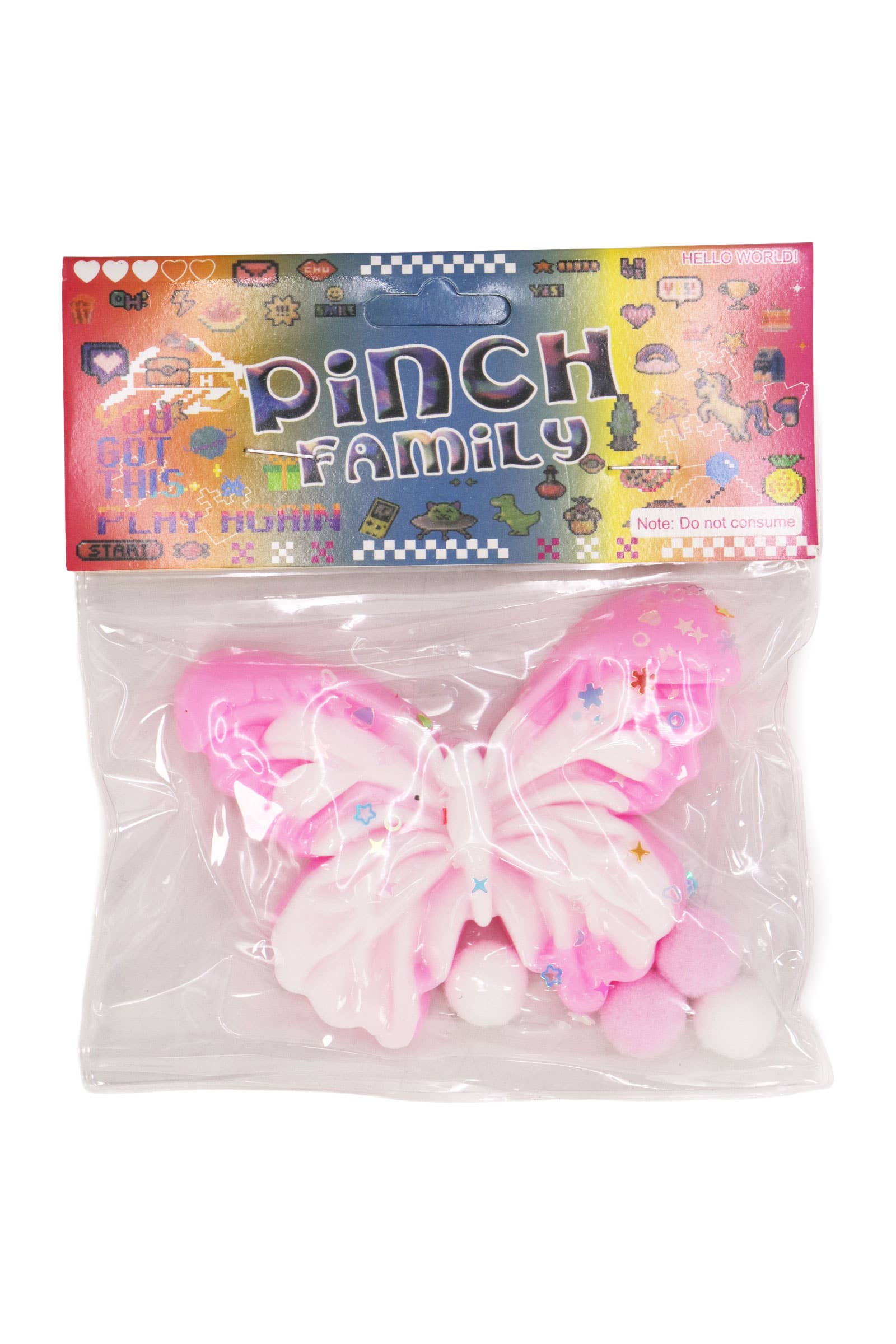 ASSORTED Butterfly Sequins Mochi Pom Pom Squishy Bag for wholesale on Faire6