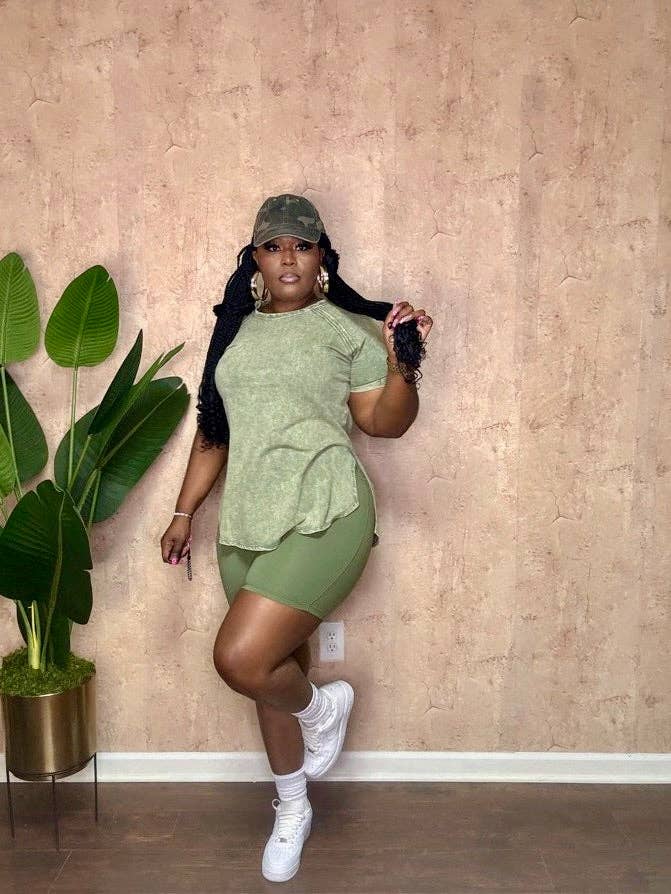 Ash Olive ACID WASHED BIKER SET (Ash Olive) for wholesale on Faire5