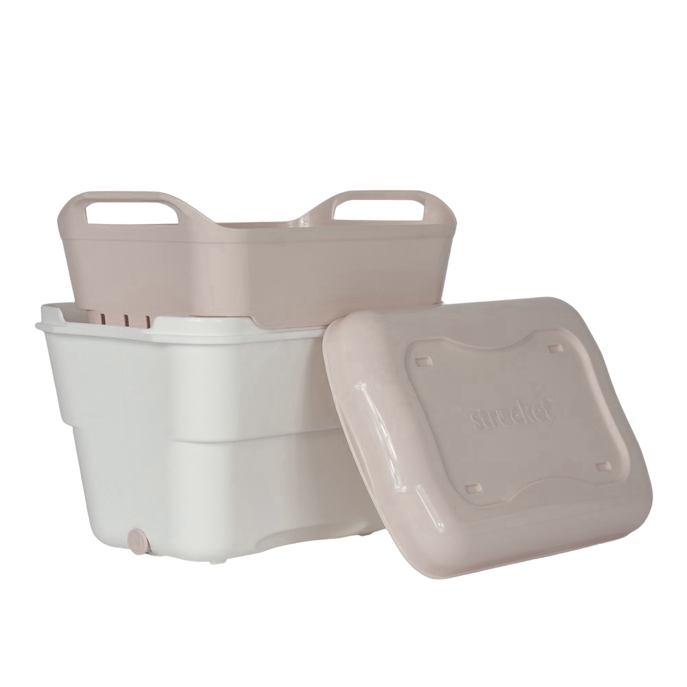 Strucket - Wholesale Laundry Basket - Strucket 4.5L Mini Strainer Bucket with Lid - 8 Pack - Sand19