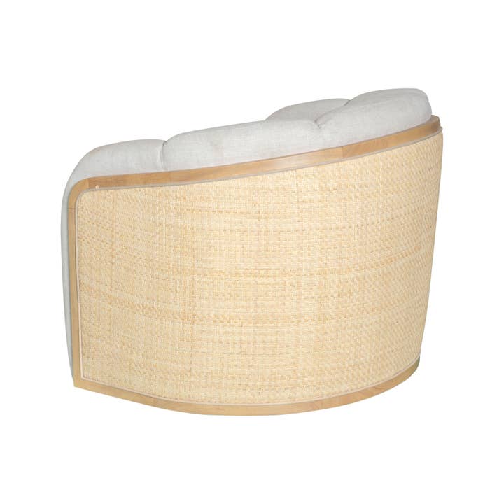 HomeRoots - Wholesale Chair - 34" Off White and Natural Fabric Wood And Rattan Swivel Arm Chair4