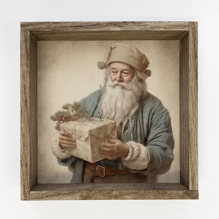 Vintage Alter St. Nikolaus Weihnachtsmann - Feiertags-Leinwandkunst für den Großhandel von Hangout Home