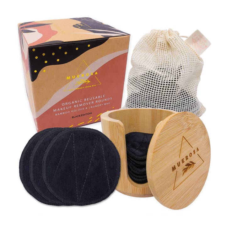 Reusable Bamboo Makeup Remover Pads BLACK EDITION for wholesale by Muerosa LLC