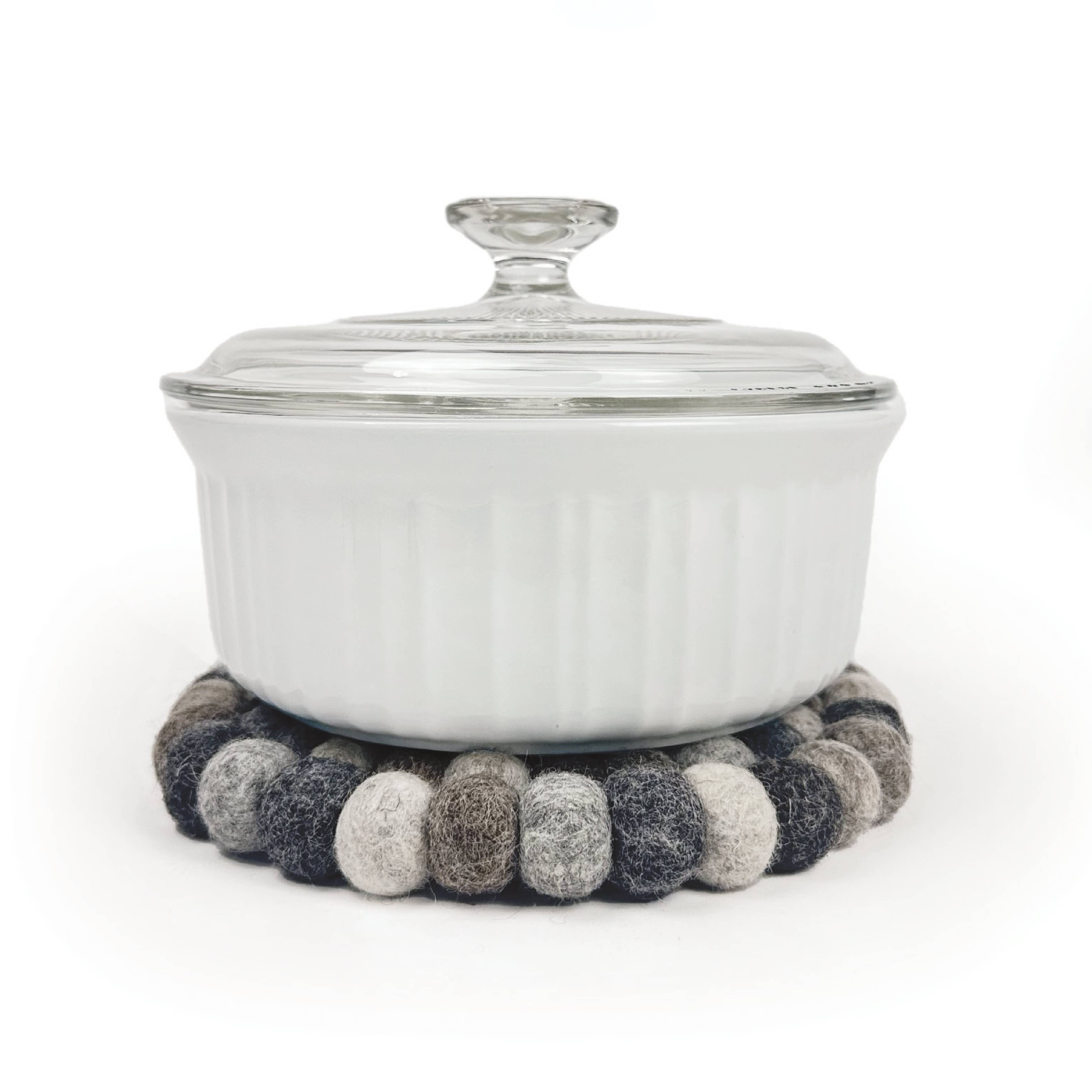 Sheep Farm Felt - Wholesale Trivet - Dappled Gray Felt Ball Trivet | Min. order 4