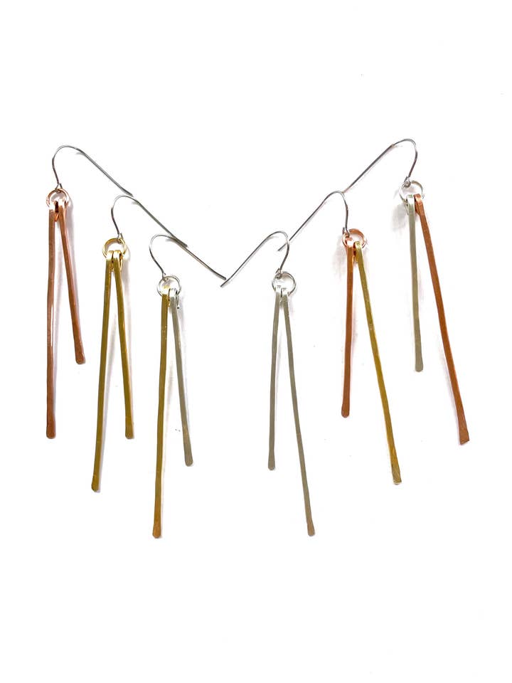 Oorbellen met twee franjes en ringen voor wholesale door Studio451Jewelry