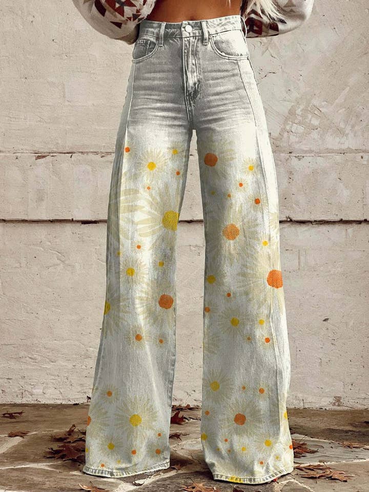 Tourtiwi – Engroshandel Jeans - Dame – Trykte afslappede bukser til kvinder tynde imiterede jeans