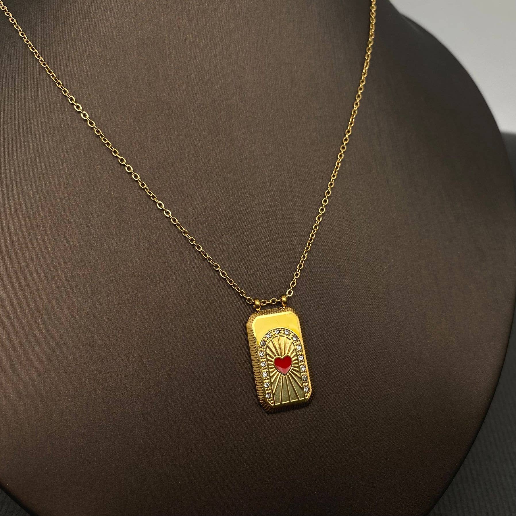 Mio Queena - Wholesale Halskettinghanger - CZ emaille tarot hanger ketting van 18K goud verguld roestvrij staal - Mio Queena6