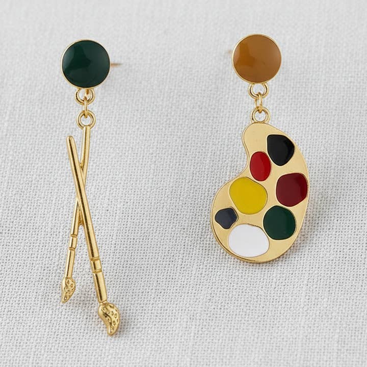 Creative Asymmetric Paintbrush Earrings for wholesale by scentll jewelry