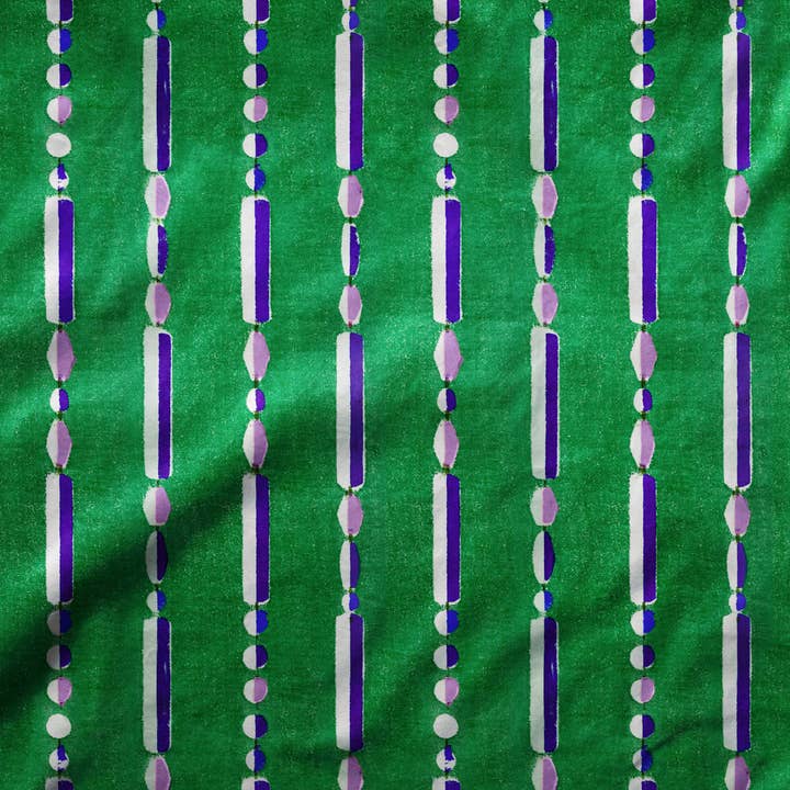Reimagined by Anna Stark - Wholesale Fabric - 'Geometric 2' velvet stripe fabric (By the Metre) - Emerald