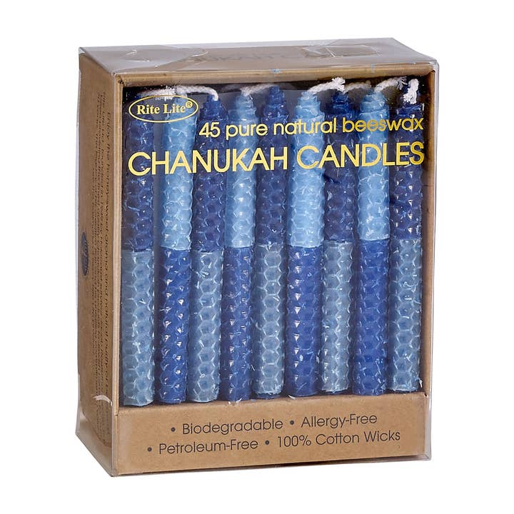 Velas de Chanucá, Cera de Abelha em Favo de Mel Enrolada à Mão, Azul por atacado de Rite lite