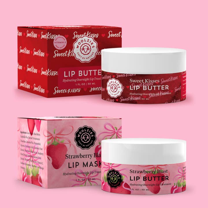 Coleção de Manteigas Labiais Noturnas Valentine – Conjunto de 12 Peças (6+6) por atacado de Woolzies