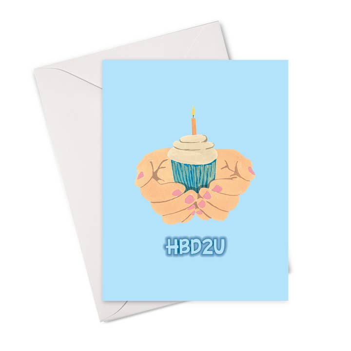 Cupcake In Hands Card for wholesale by Mostly Cloudy Paper Co.