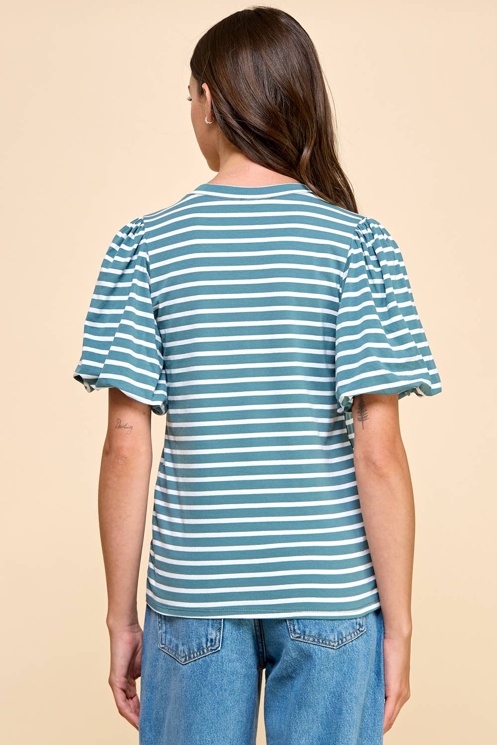 Les Amis – Großhandel Bluse – Damen – Gestreiftes Top mit Puffärmeln10