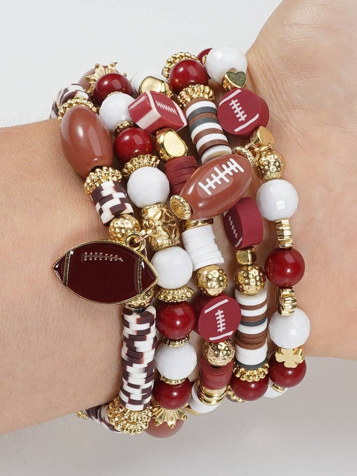 CWAJE05703_FOOTBALL GAME DAY BEADED MOM CHARM BRACELET for wholesale by NINEXIS