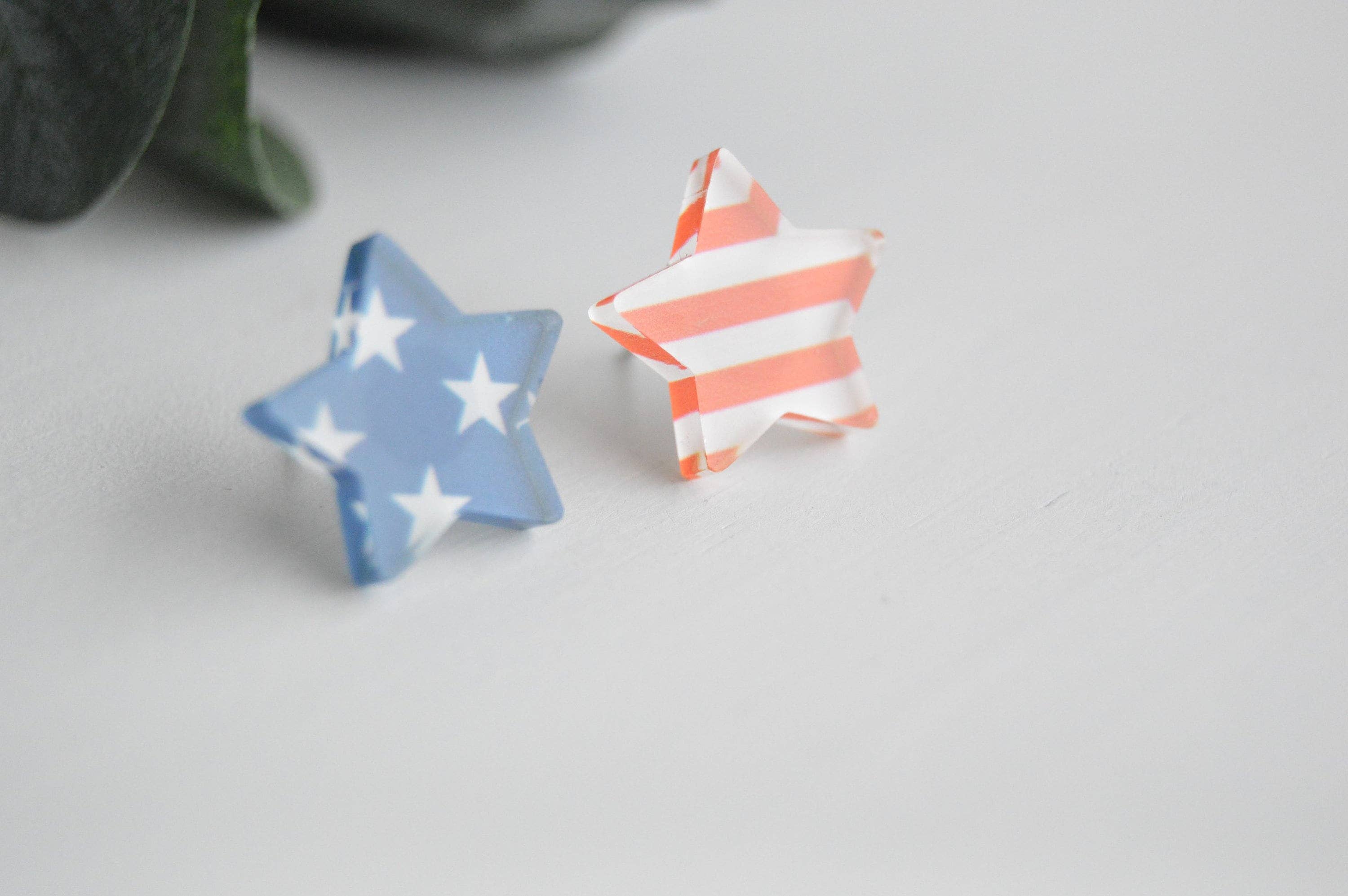 The Adorned Fox - Wholesale Stud/Post Earrings - Patriotic Stars And Stripes Stud Earrings5