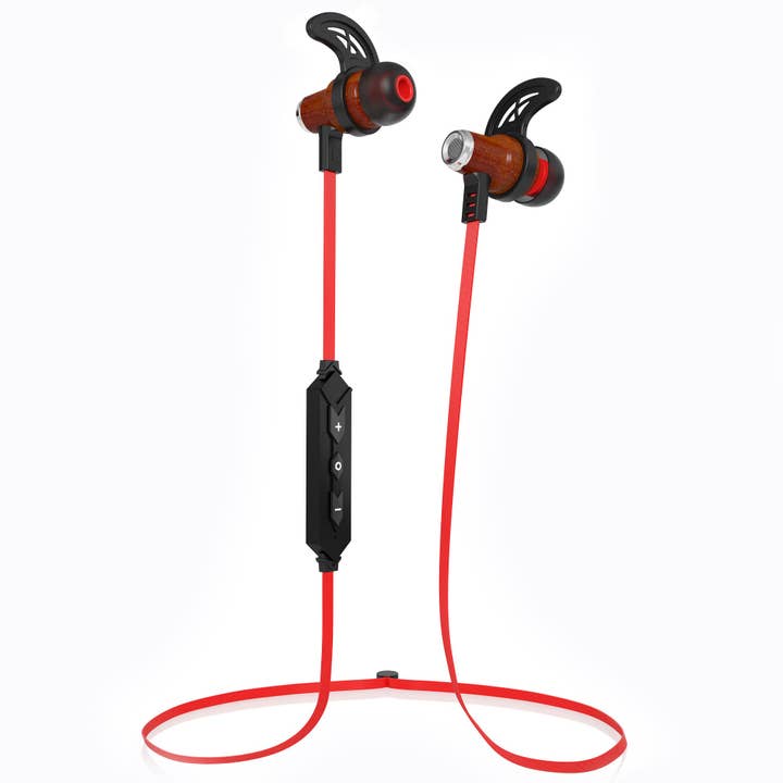 Symphonized – wholesale Headphones – NRG Bluetooth Wireless In-ear Wood Headphones - Red