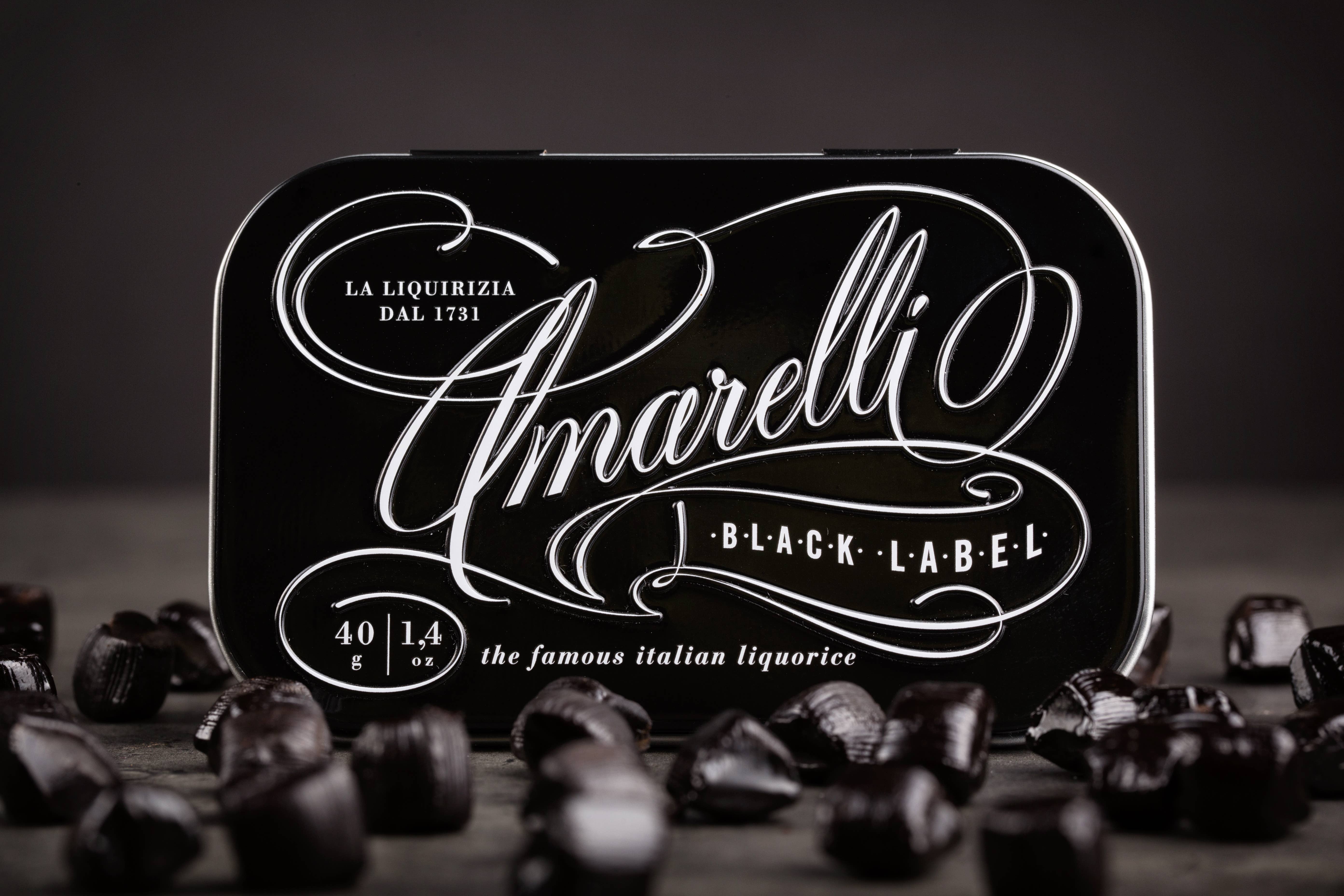 Amarelli Fabbrica Di Liquirizia - Wholesale Licorice - BLACK LABEL 40g tin - Pure Licorice Made in Italy3