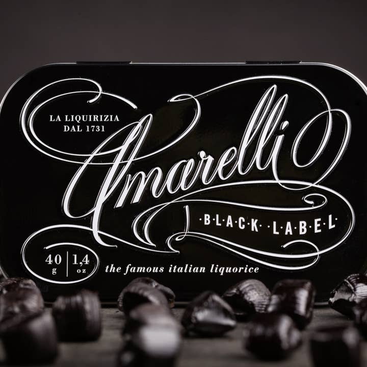 Amarelli Fabbrica Di Liquirizia – wholesale Liquorice – BLACK LABEL 40g tin - Pure Licorice Made in Italy3