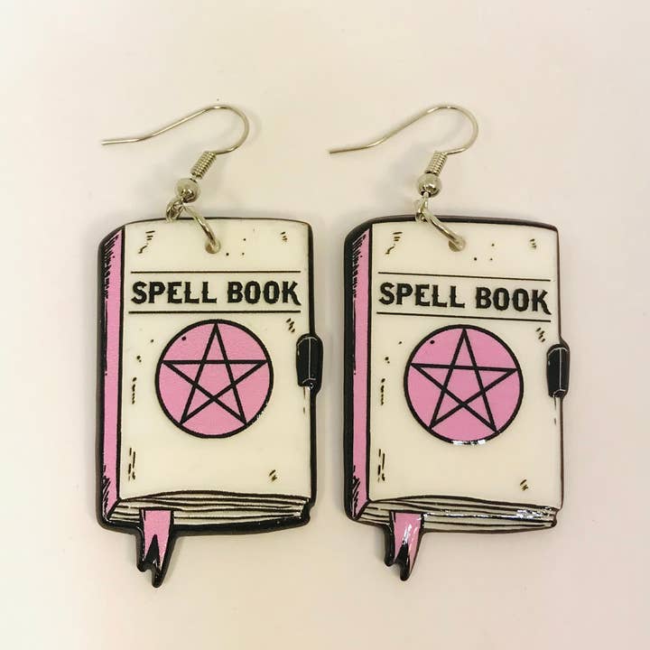 SimpleNGreat - Wholesale Dangle Earrings - Acrylic White Gothic Earring, Spell Book Earrings