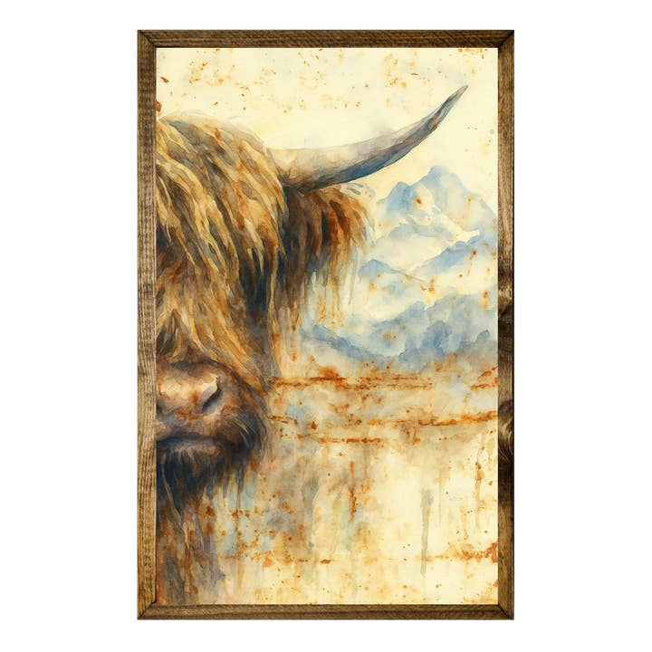 ARTISTIC SERIES TIMBERLAND-RUSTED HIGHLAND COW ART for wholesale by Jarmz Designs