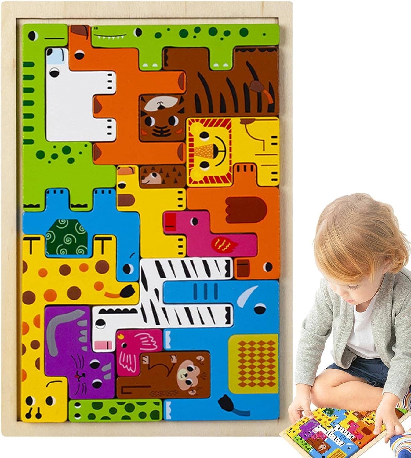 Magnifique Hearts - Wholesale Puzzle - Kids - Colorful Wooden Animal Puzzle – Charming Montessori Toy 3