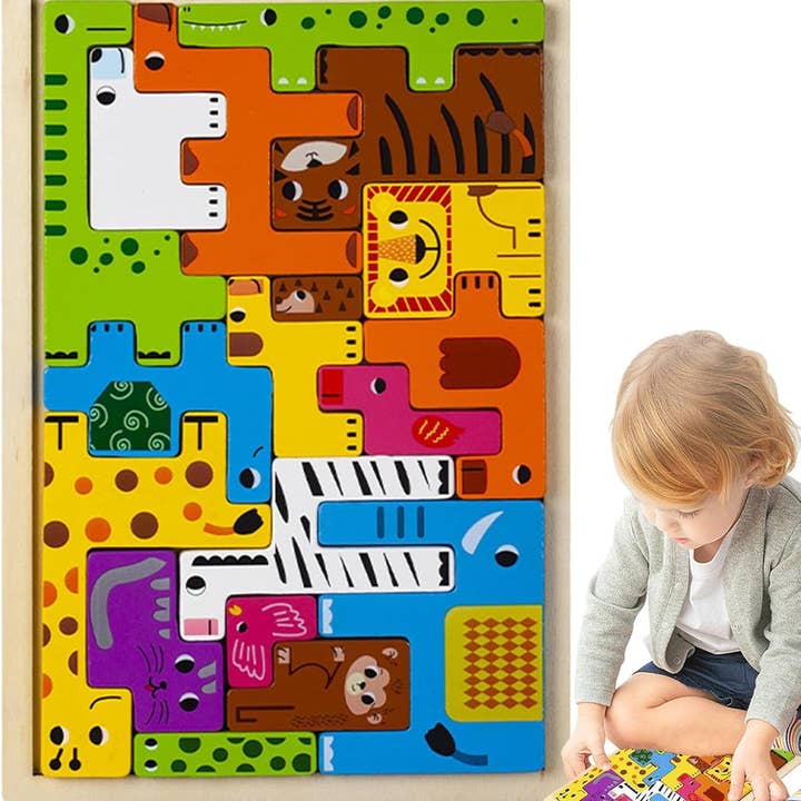 Magnifique Hearts - Wholesale Puzzle - Kids - Colorful Wooden Animal Puzzle – Charming Montessori Toy 3