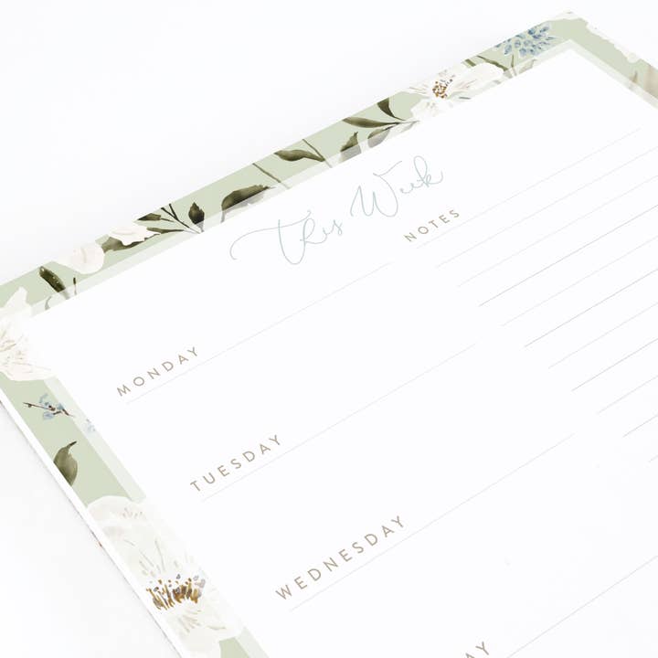 Beth Schneider Designs, LLC - Wholesale Notepad - Tranquility Floral Weekly Agenda Notepad4