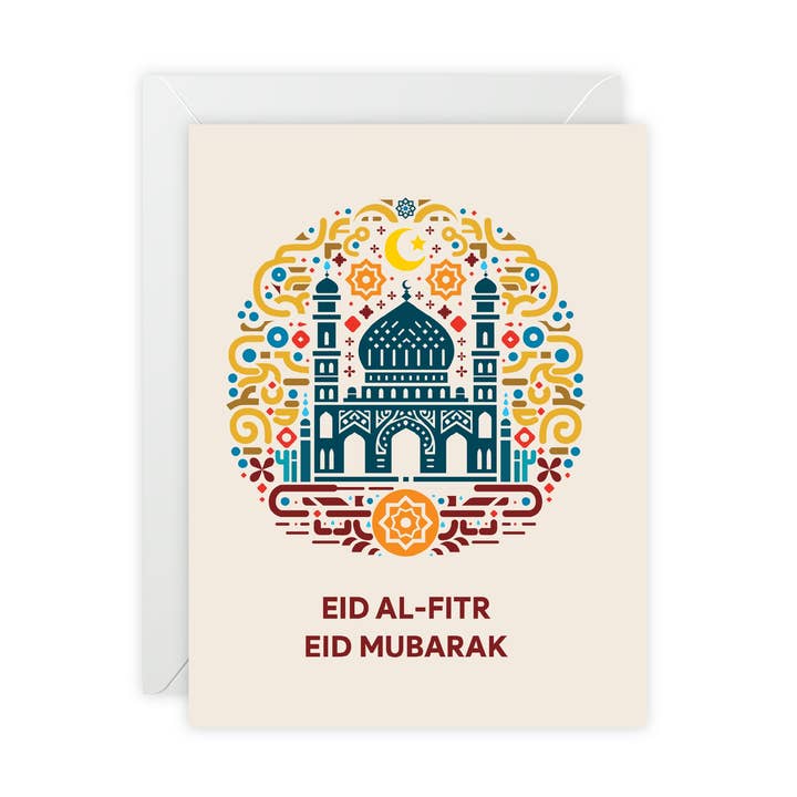 Eid Mubarak Greeting Card — Eid al-Fitr / Holiday Greeting Card - Illustrated, Modern for wholesale by Donkey Laserbeam