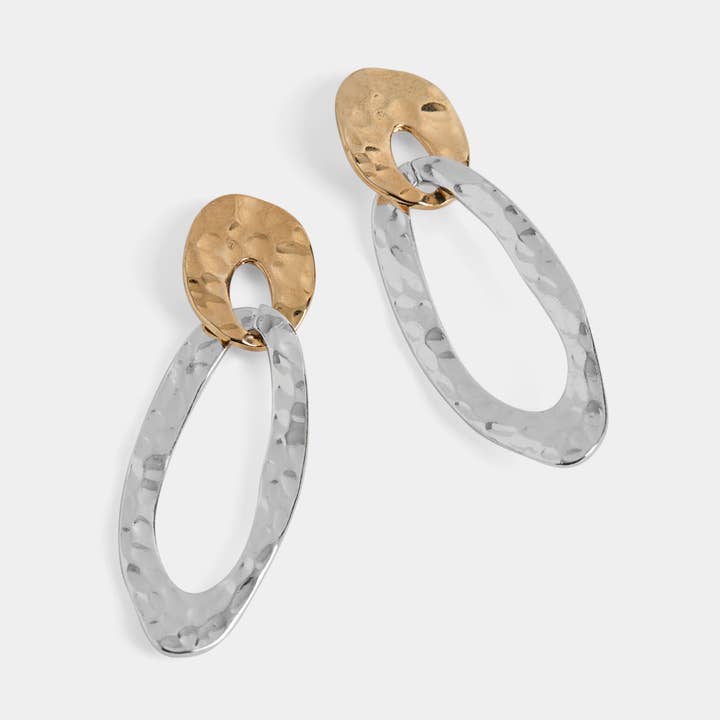 Hammered Drop Oval - Mixed Metal for wholesale by Whispers