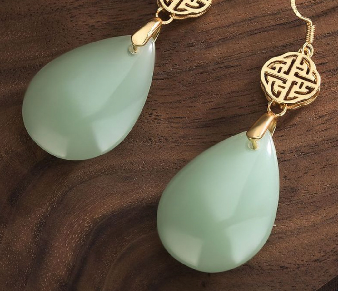 Bright MacMing - Wholesale Dangle Earrings - Asian Style Jade Drop Earrings2