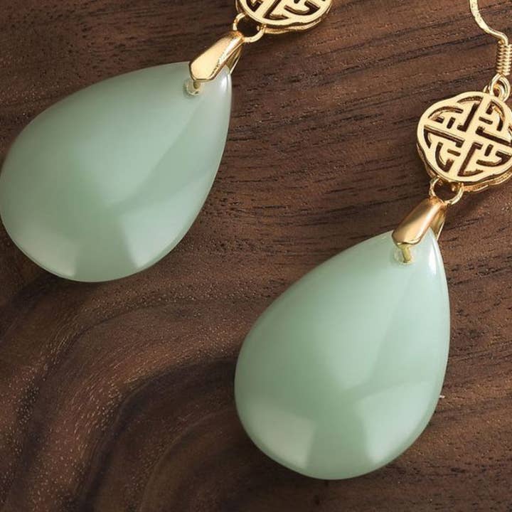 Bright MacMing - Wholesale Dangle Earrings - Asian Style Jade Drop Earrings2