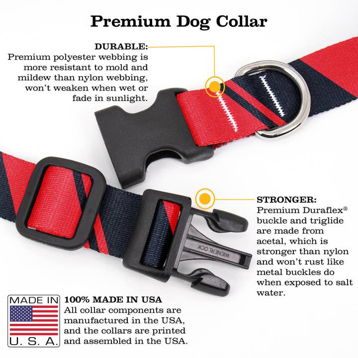 Sporty Red Black Dog Collar - Made in USA for wholesale by Buttonsmith