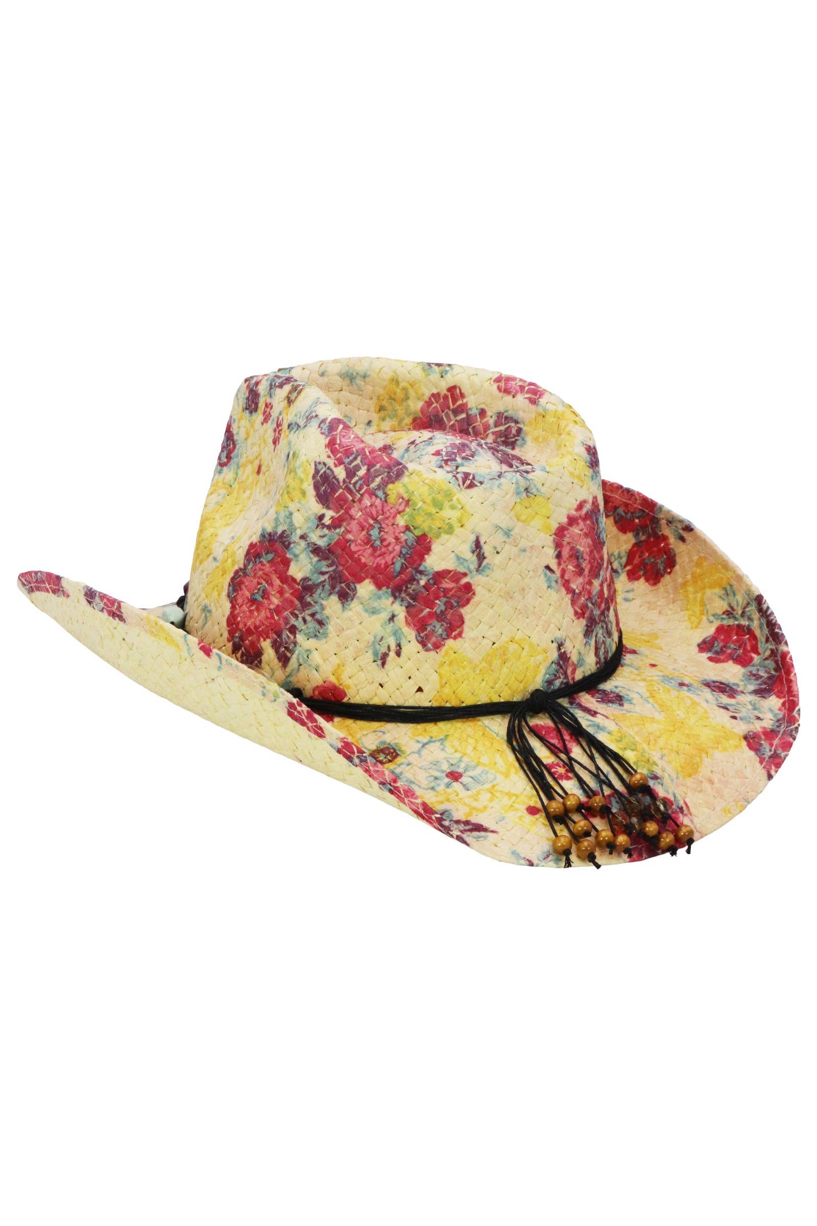 Cap Zone - Wholesale Cowboy Hat - Women's - Floral Print Raffia Paper Straw Cowboy Hat21