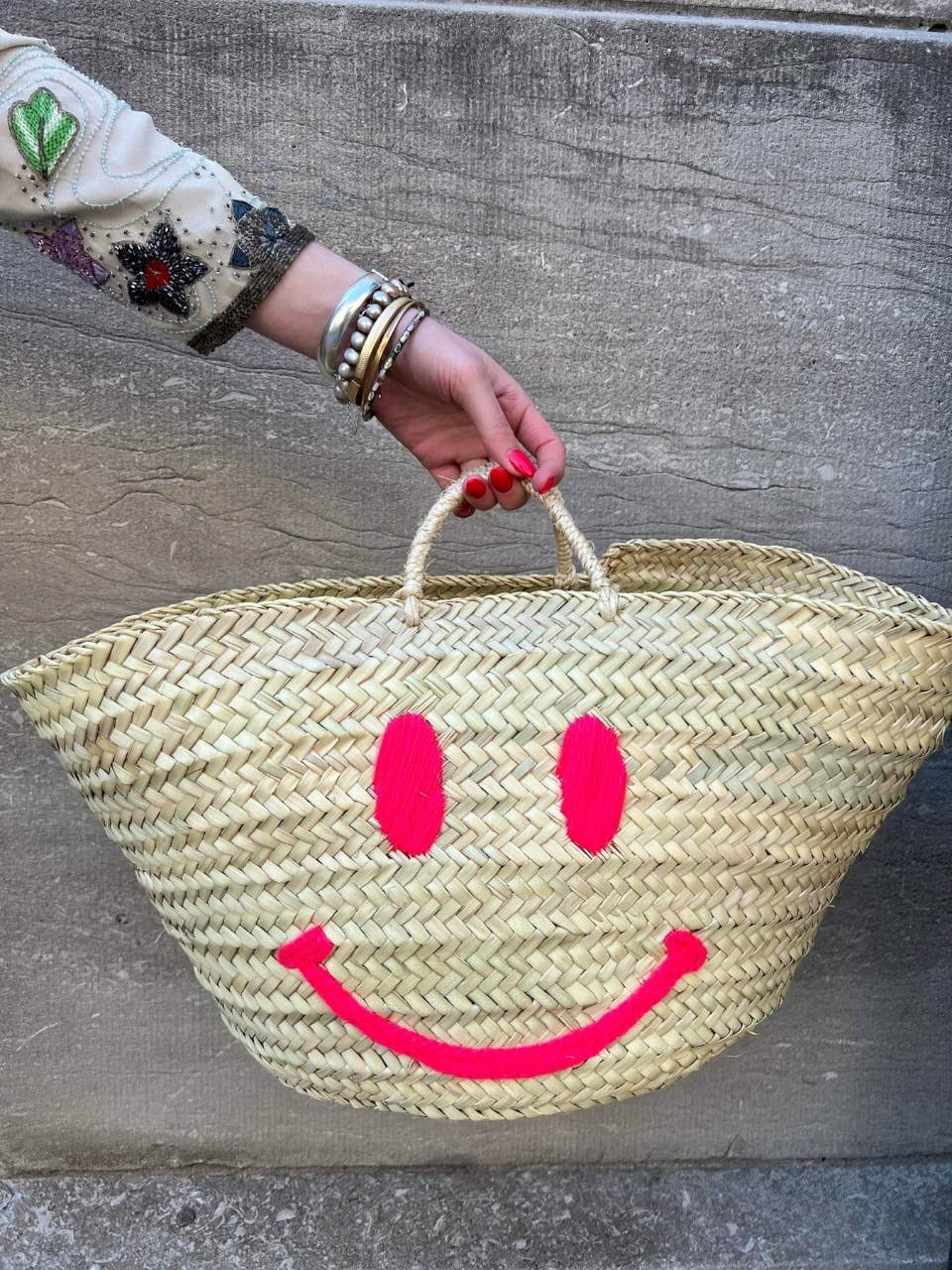 MIRAMAR Store - Wholesale Beach Bag - SMILE Straw Tote Bag 6