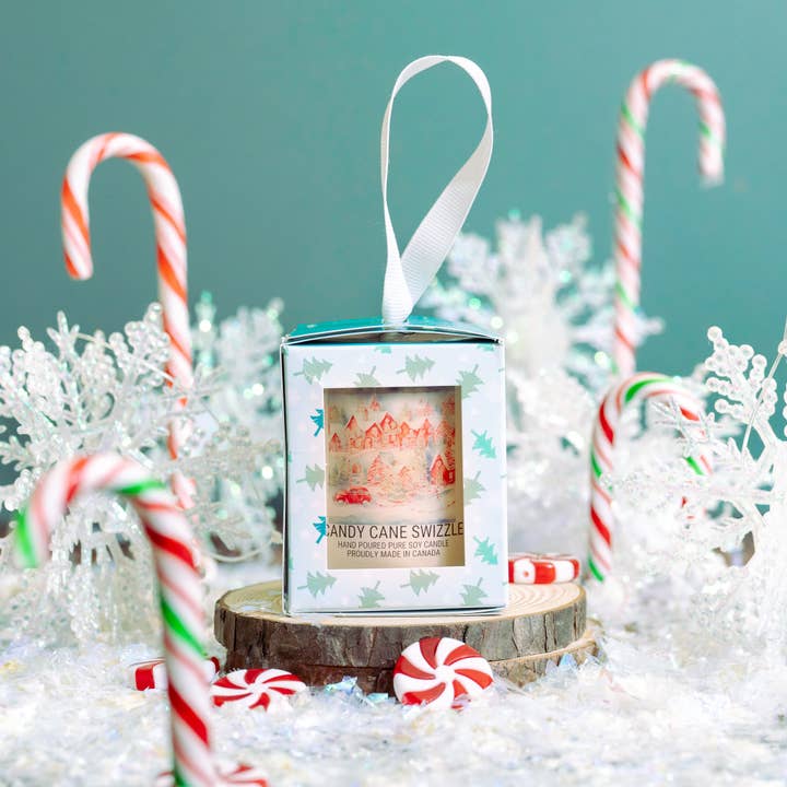 Candy Cane Swizzle Ornament für den Großhandel von Serendipity Soy Candles