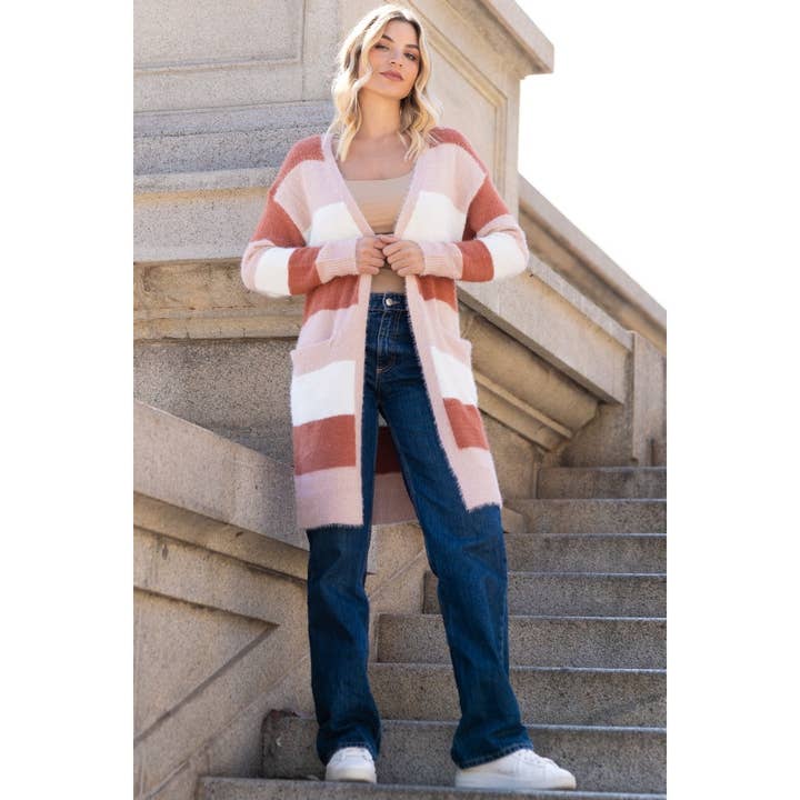 STRIPED OVERSIZED CARDIGAN_78CD1226 for wholesale by Verte