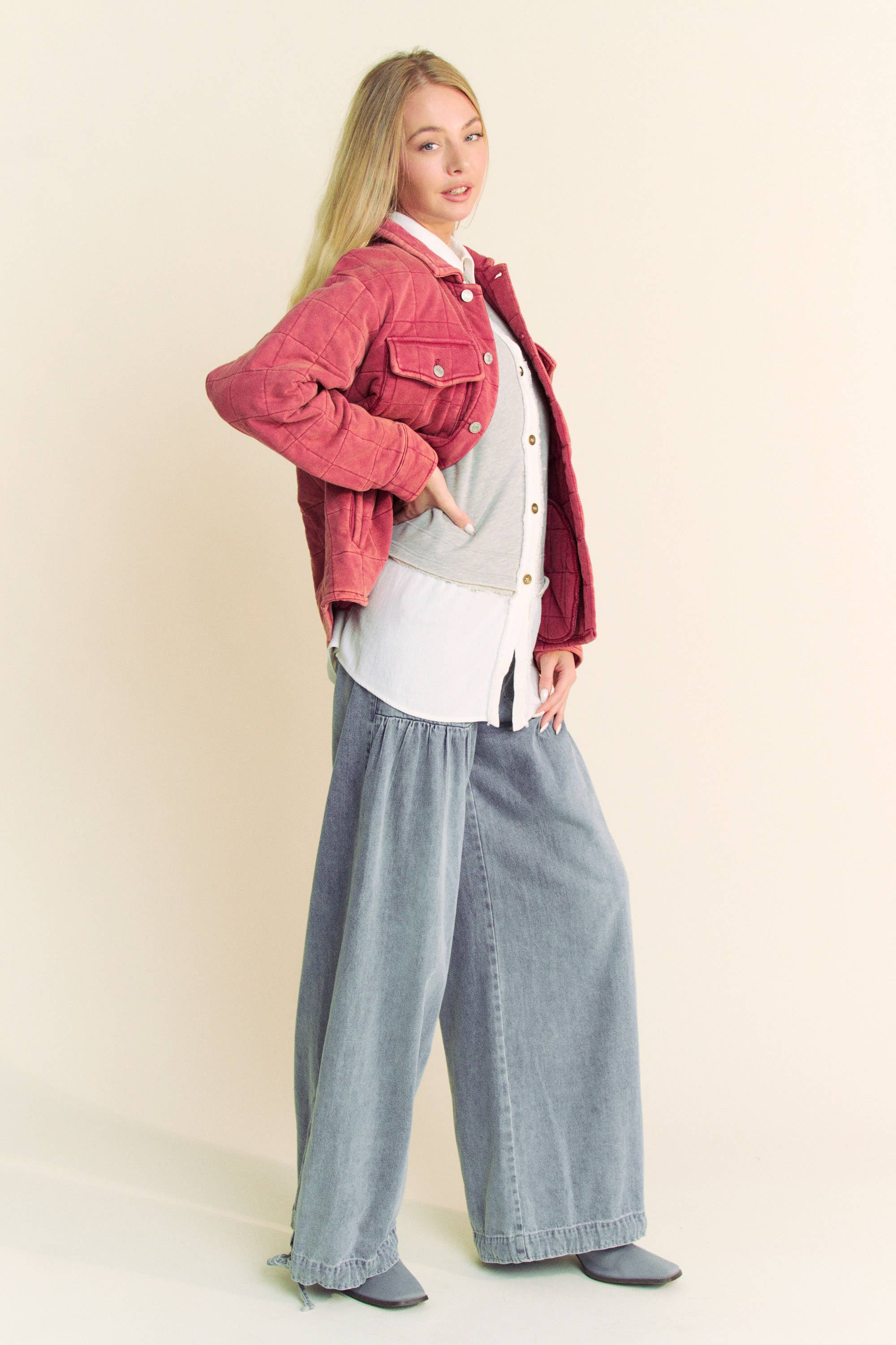 Davi & Dani - Wholesale Jacket - Women's - PLUS POCKET BUTTON FRONT SHACKET SHIRT JACKET6