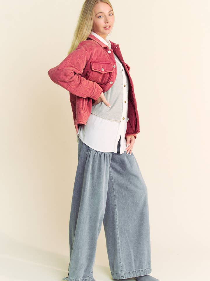 Davi & Dani - Wholesale Jacket - Women's - PLUS POCKET BUTTON FRONT SHACKET SHIRT JACKET6