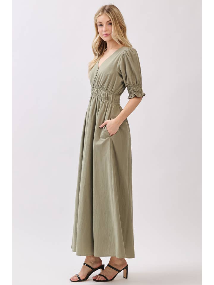 Calista - Wholesale Dress - Women's - FITTED AT BODICE WITH AN A LINE MAXI DRESS - VD62163