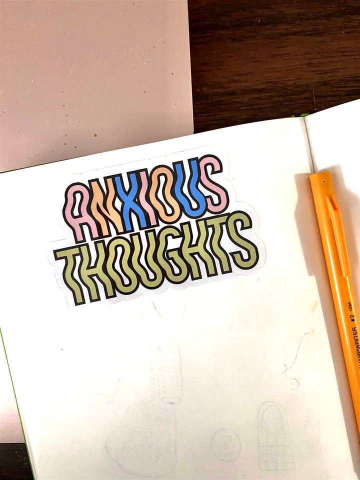 Anxious Thoughts Anxiety Sticker for wholesale by Arlo Ave.