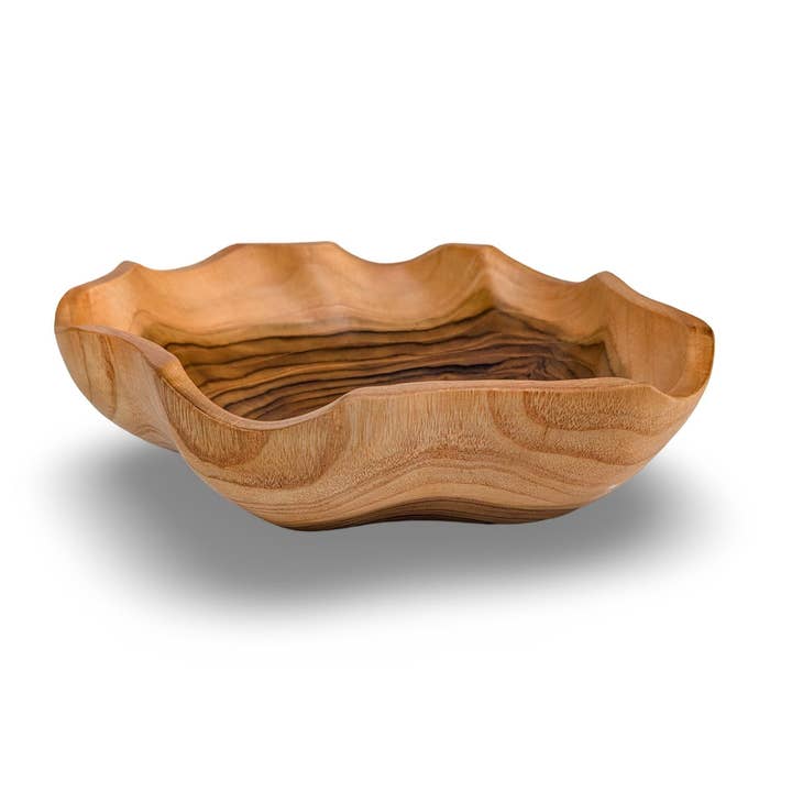 Bol en bois à bord naturel, bol en teck, bol à salade en bois, bol de service en teck, bol en bois naturel, bol en bois organique, bois pour la vente par baligood