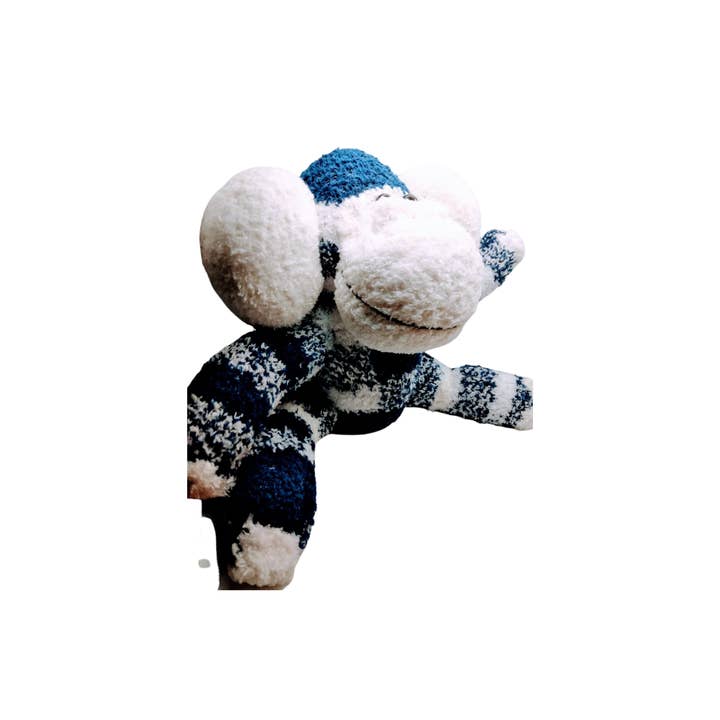 Juanita Plushies - Wholesale Stuffed/Plush Toy - Kids & Baby - Clive Sock Monkey - Blue and White