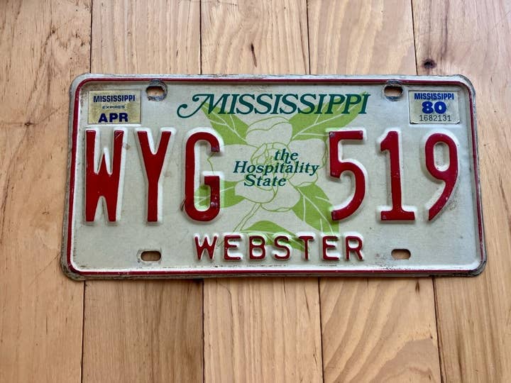 1980 Mississippi Webster County License Plate for wholesale by RusticPlates